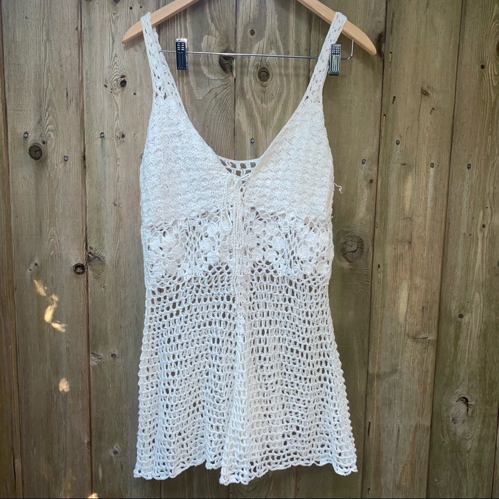 White Lacey mesh dress / beach cover up